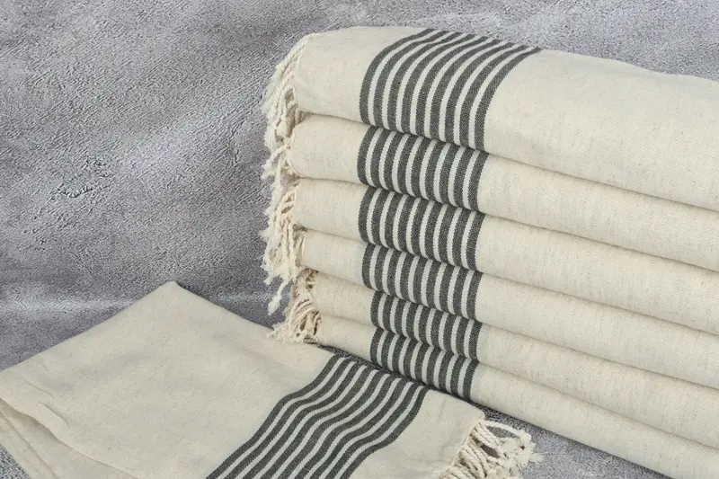Custom Towel, Spa Towel, Gift For Coworker, 70x38 Linen Striped Towel, Luxury Turkish beach towel for summer vacation, Bridesmaid Gifts, Fouta towel - 2