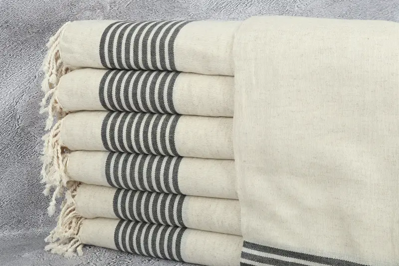 Custom Towel, Spa Towel, Gift For Coworker, 70x38 Linen Striped Towel, Luxury Turkish beach towel for summer vacation, Bridesmaid Gifts, Fouta towel - 1