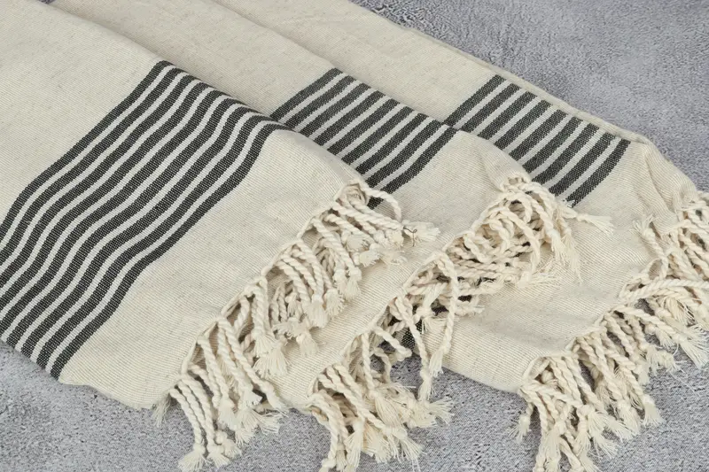 Custom Towel, Spa Towel, Gift For Coworker, 70x38 Linen Striped Towel, Luxury Turkish beach towel for summer vacation, Bridesmaid Gifts, Fouta towel - 5