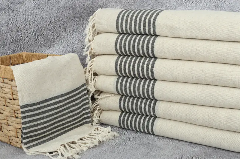 Custom Towel, Spa Towel, Gift For Coworker, 70x38 Linen Striped Towel, Luxury Turkish beach towel for summer vacation, Bridesmaid Gifts, Fouta towel - 3