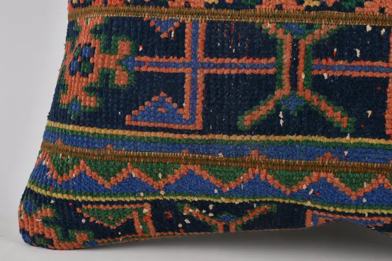 24x24 Blue Cushion, Boho Pillow Sham Cover, Tapestry Cushion Case, Pillow Case, Boho Pillow, Vintage Kilim Pillow - 4