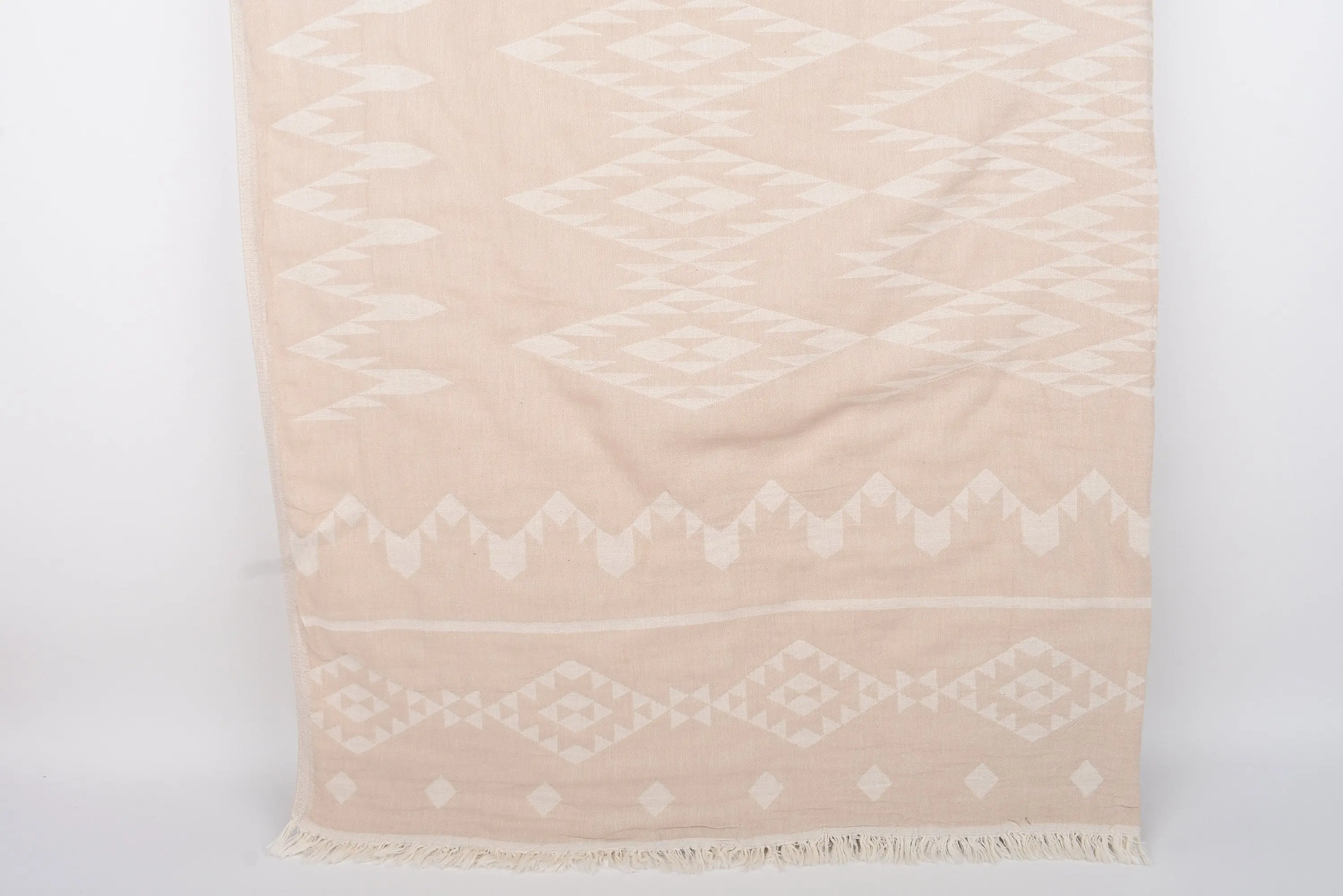 Personalized Turkish Cotton Beige Plaid Blanket, 70x60 Inches - 1