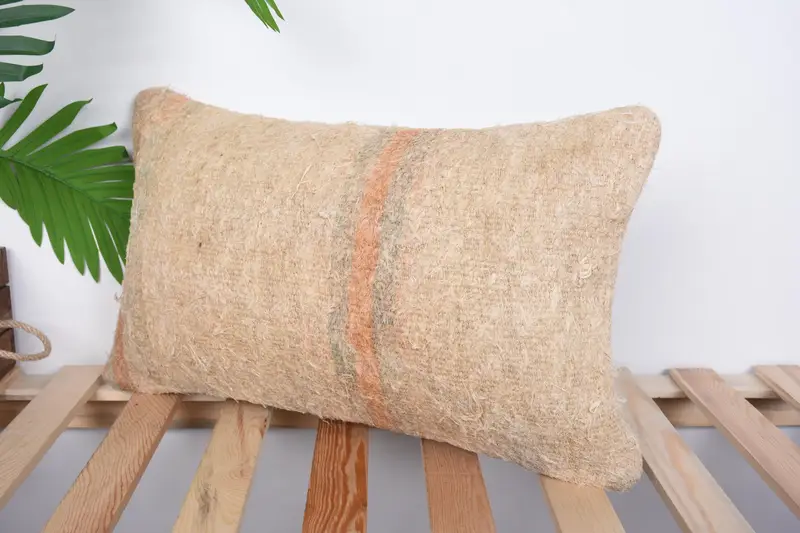 Cushion Cover, Vintage Pillow, Meditation Cushion Cover, Kilim Pillow, 12x20 Beige Cushion Cover, Ethnic Throw Pillow, Throw Kilim Pillow - 5