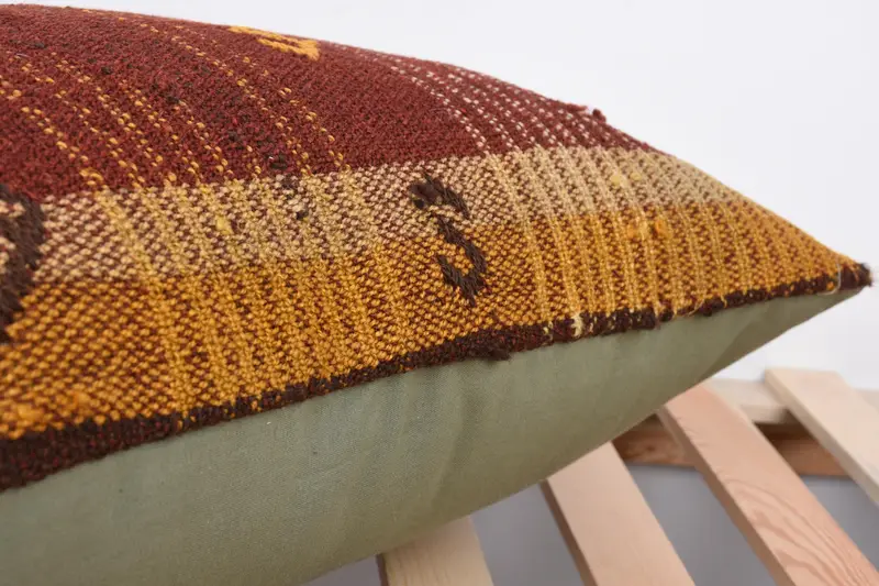 Cushion, Ottoman Cushion Case, Turkish Bench Pillow Cover, Gift Pillow, Turkish Pillow, 16x24 Red Pillow Sham, Handmade Kilim Cushion - 7