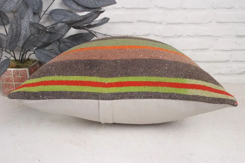 Almohada de lanzamiento de kilim vintage, almohada turca de kilim, almohada de almohada verde 20x20, almohada de alfombra de kilim étnico, cojín de tiro vintage, cojín - 5
