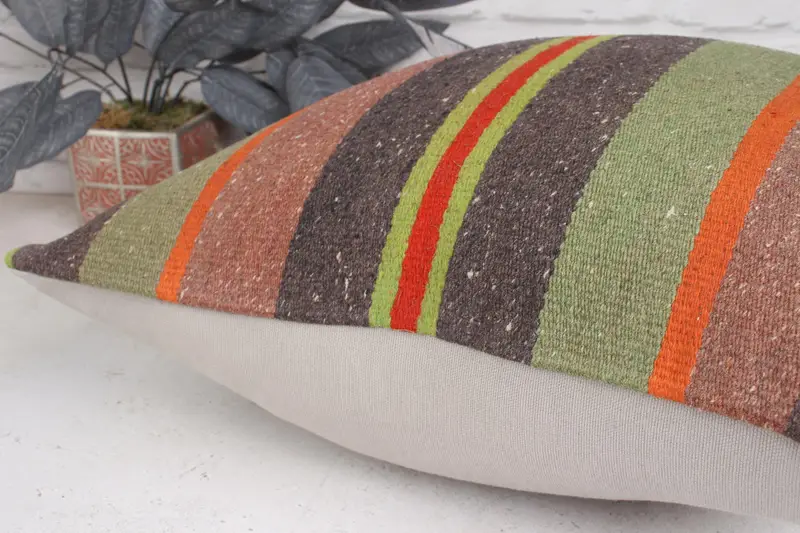 Almohada de lanzamiento de kilim vintage, almohada turca de kilim, almohada de almohada verde 20x20, almohada de alfombra de kilim étnico, cojín de tiro vintage, cojín - 7
