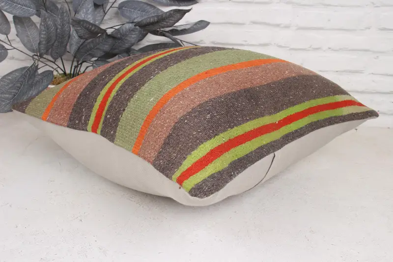 Almohada de lanzamiento de kilim vintage, almohada turca de kilim, almohada de almohada verde 20x20, almohada de alfombra de kilim étnico, cojín de tiro vintage, cojín - 6