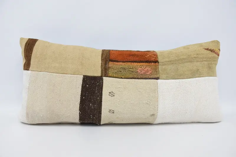 Throw Beige Handwoven Cushion, Gift Striped 16x36 inch Cushion Cover - 1