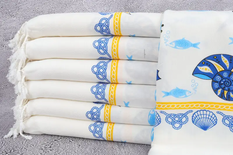 Organic Beach Towel, Family Gift, Bachelorette Party Gift, Quick-dry peshtemal, 70x40 Cotton Sea Patterned Towel, Friends Beach Towel, Handmade Gift - 2