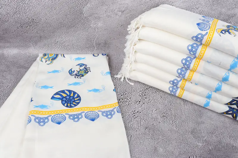 Organic Beach Towel, Family Gift, Bachelorette Party Gift, Quick-dry peshtemal, 70x40 Cotton Sea Patterned Towel, Friends Beach Towel, Handmade Gift - 3