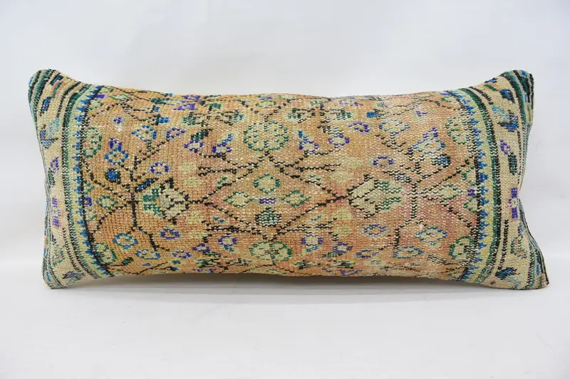 Rustic Cushion Case, Pillow Cover, Boho Pillow Sham Cover, Chair Cushion, Throw Kilim Pillow, Kilim Cushion Sham, 16x36 Orange Cushion - 4