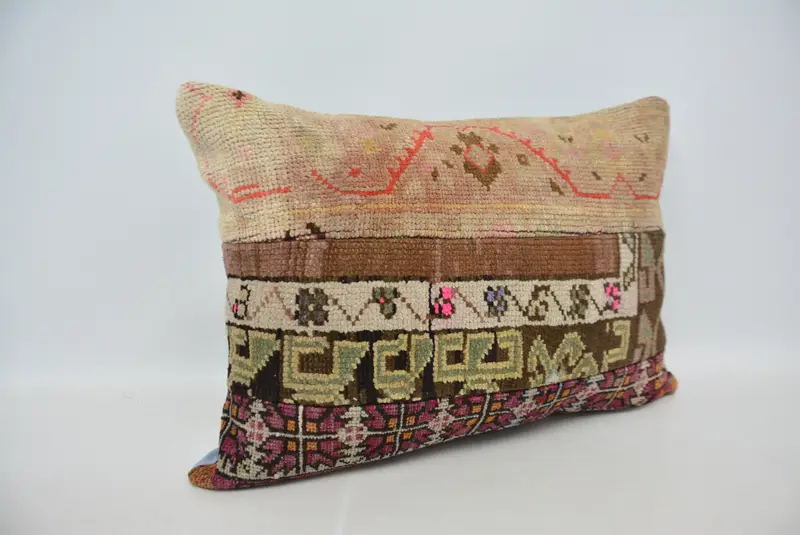 Turkish Pillow, Ethnical Kilim Rug Pillow, Cushion Cover, 20x28 Brown Cushion, Yoga Cushion Cover, Bolster Throw Cushion Case, Home Decor Pillow - 3