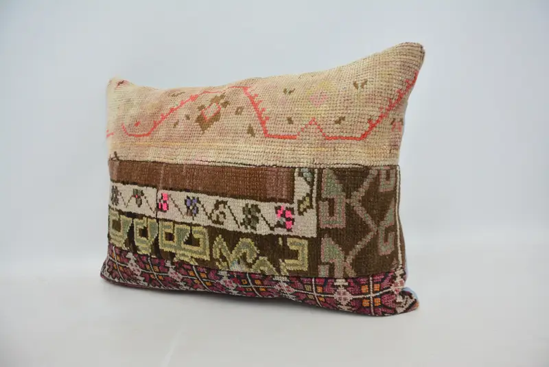 Turkish Pillow, Ethnical Kilim Rug Pillow, Cushion Cover, 20x28 Brown Cushion, Yoga Cushion Cover, Bolster Throw Cushion Case, Home Decor Pillow - 4