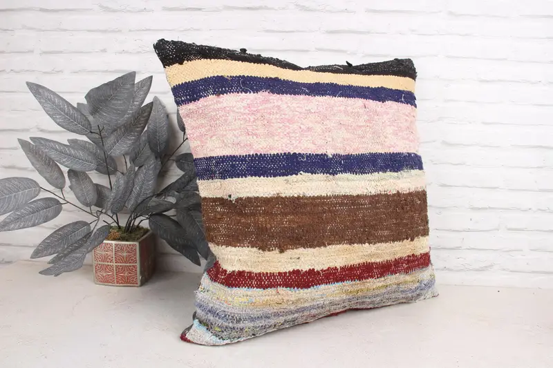 Home Decor Pillow, Cushion Case, Vintage Kilim Throw Pillow, 24x24 Pink Cushion Cover, Pillow for Couch, Wool Kilim Pillow Pillow - 3
