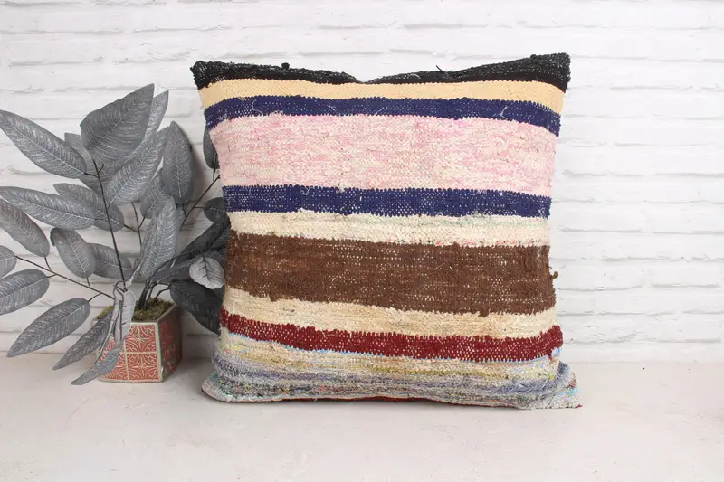 Home Decor Pillow, Cushion Case, Vintage Kilim Throw Pillow, 24x24 Pink Cushion Cover, Pillow for Couch, Wool Kilim Pillow Pillow - 1