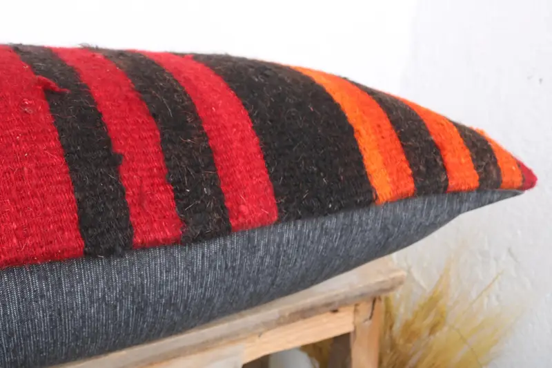 Ethnical Kilim Rug Pillow, Vintage Pillow, Indoor Cushion Cover, Interior Designer Pillow, 16x36 Red Cushion Case, Cushion Cover - 6