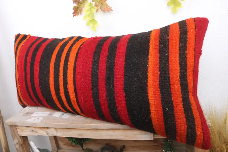 Ethnical Kilim Rug Pillow, Vintage Pillow, Indoor Cushion Cover, Interior Designer Pillow, 16x36 Red Cushion Case, Cushion Cover - 4