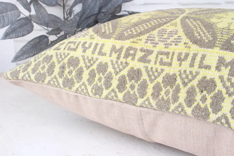 Shabby Chic Pillow Case, Turkish Kilim Pillow, Pillow Case, 24x24 Yellow Pillow Cover, Antique Pillows, Gift Pillow, Traditional Cushion - 7