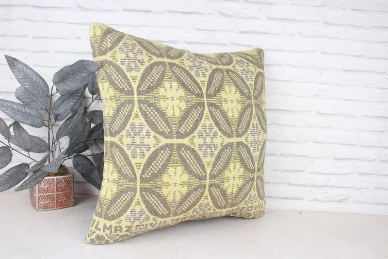 Shabby Chic Pillow Case, Turkish Kilim Pillow, Pillow Case, 24x24 Yellow Pillow Cover, Antique Pillows, Gift Pillow, Traditional Cushion - 3