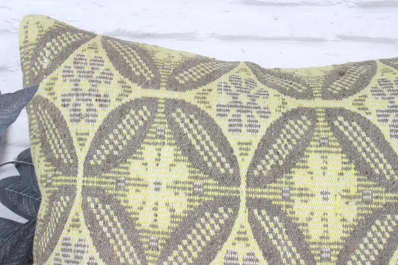 Shabby Chic Pillow Case, Turkish Kilim Pillow, Pillow Case, 24x24 Yellow Pillow Cover, Antique Pillows, Gift Pillow, Traditional Cushion - 2