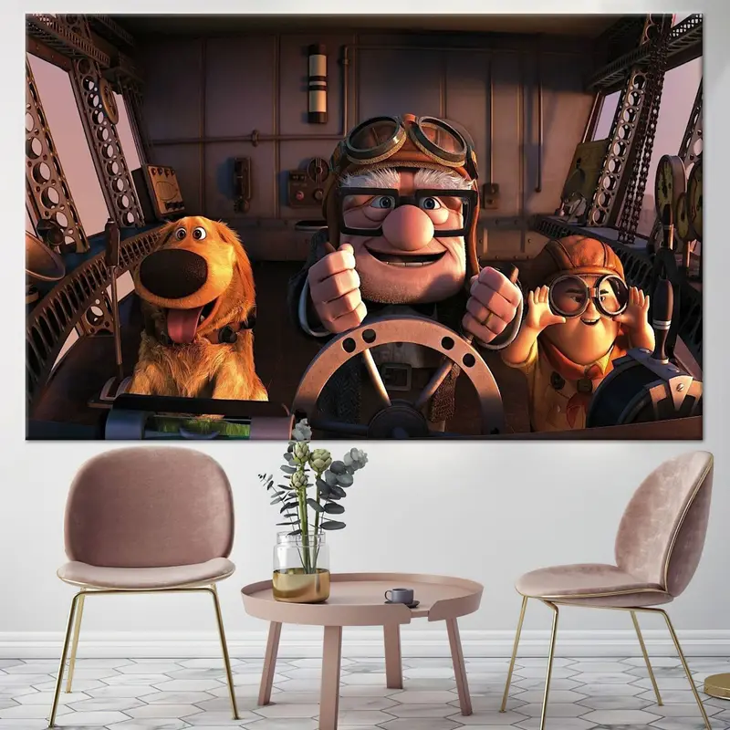 Carl Russel And Dog, Movie Up Poster, Movie Up Wall Art, Movie Up Canvas, Carl Fredricksen, Cartoon Wall Art, Cartoon Canvas, Kids Wall Art, - 1