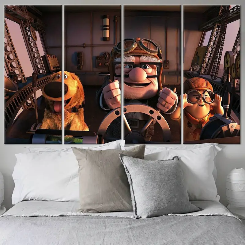 Carl Russel And Dog, Movie Up Poster, Movie Up Wall Art, Movie Up Canvas, Carl Fredricksen, Cartoon Wall Art, Cartoon Canvas, Kids Wall Art, - 3