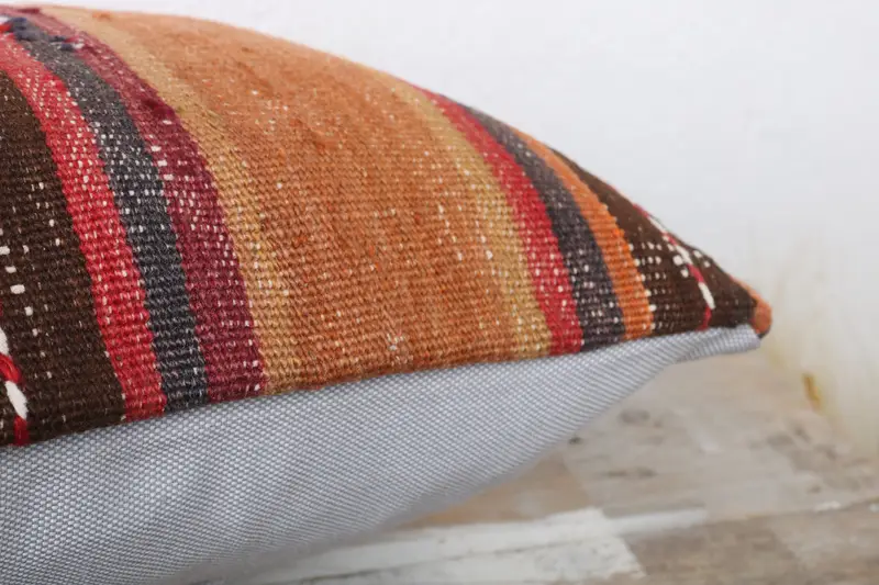 Cushion Cover, Ethnical Kilim Rug Pillow, 12x24 Red Pillow, Throw Kilim Pillow, Kilim Pillow, Armchair Pillow Sham, Shabby Chic Pillow Case - 6