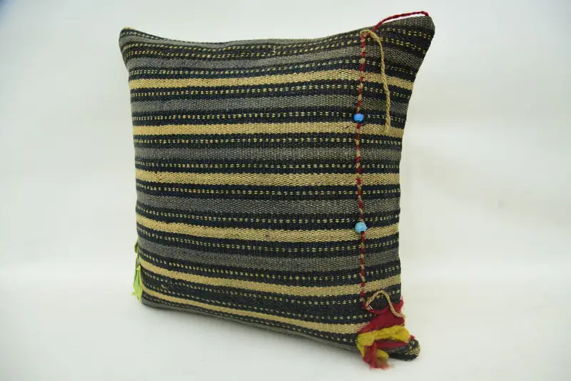 Pillow, Vintage Cushion Case, 16x16 Beige Pillow Sham, Boho Pillow, Retro Throw Cushion Cover, Patio Pillow Sham, Home Decor Pillow, Vintage Pillow - 3