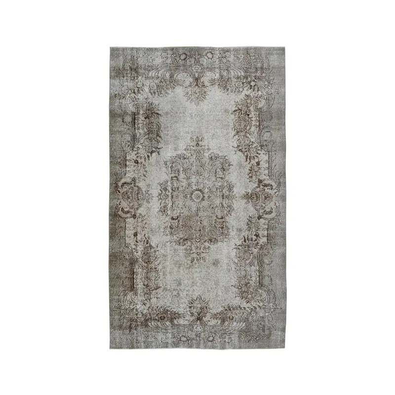 Turkish Rug, Large 5.3x9.4 ft Rug, Oushak Gray Abstract Rug - 1