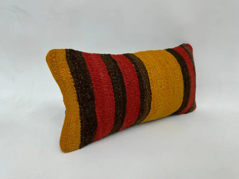 Tapestry Pillow Case, Turkish Kilim Pillow, Turkish Pillow, 8x16 Red Cushion Case, Pillow for Couch, Pillow, Neutral Pillow Sham - 3