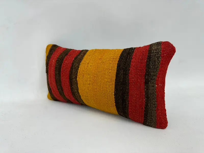 Tapestry Pillow Case, Turkish Kilim Pillow, Turkish Pillow, 8x16 Red Cushion Case, Pillow for Couch, Pillow, Neutral Pillow Sham - 4