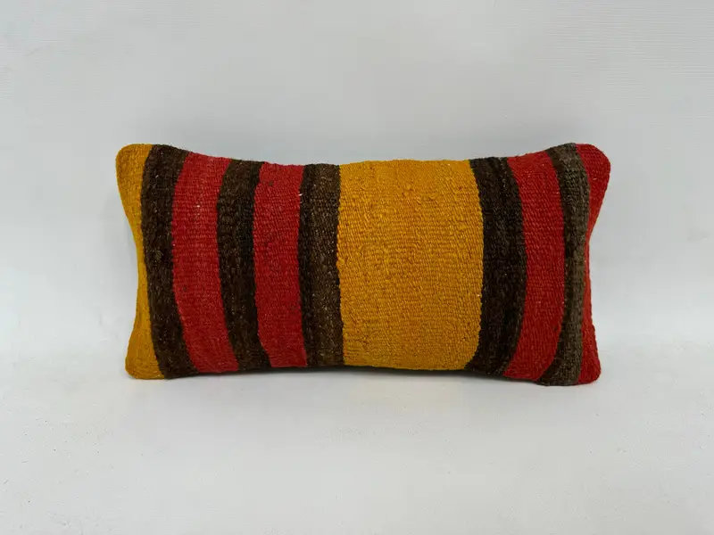 Tapestry Pillow Case, Turkish Kilim Pillow, Turkish Pillow, 8x16 Red Cushion Case, Pillow for Couch, Pillow, Neutral Pillow Sham - 1