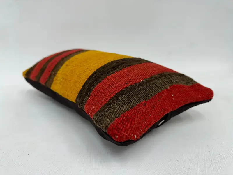 Tapestry Pillow Case, Turkish Kilim Pillow, Turkish Pillow, 8x16 Red Cushion Case, Pillow for Couch, Pillow, Neutral Pillow Sham - 6