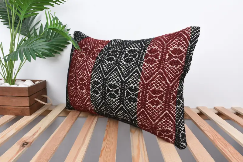 Cushion, Boho Pillow Sham Cover, Interior Designer Pillow, Ethnical Kilim Rug Pillow, 16x24 Blue Pillow Cover, Pattern Throw Cushion - 5