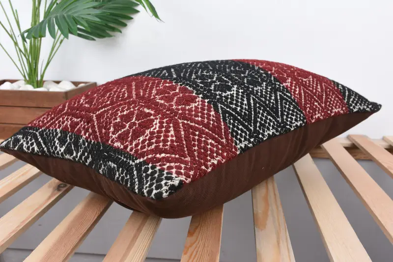 Cushion, Boho Pillow Sham Cover, Interior Designer Pillow, Ethnical Kilim Rug Pillow, 16x24 Blue Pillow Cover, Pattern Throw Cushion - 6