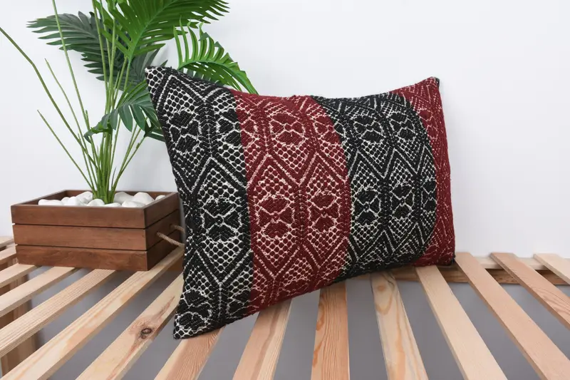 Cushion, Boho Pillow Sham Cover, Interior Designer Pillow, Ethnical Kilim Rug Pillow, 16x24 Blue Pillow Cover, Pattern Throw Cushion - 4