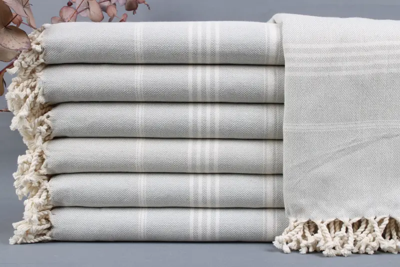 Organic Towel Turkish Bath Towel Striped Beige 40x67 Inches