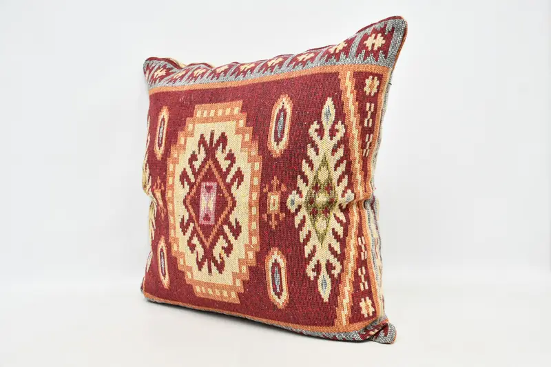 Yastık sahte, atma Kilim yastığı, Türk Kilim yastığı, sandalye yastık kasası, pastel yastık, çiftlik evi yastığı, Kilim yastık sham, 32x32 kırmızı yastık - 4