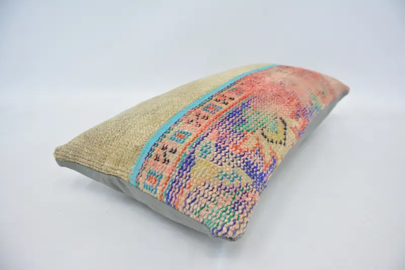 Vintage Kilim Pillow, Neutral Pillow, Kilim Pillow Cover, Pillow Case, 12x24 Red Pillow Case, Antique Pillows, Boho Chic Cushion Case - 6
