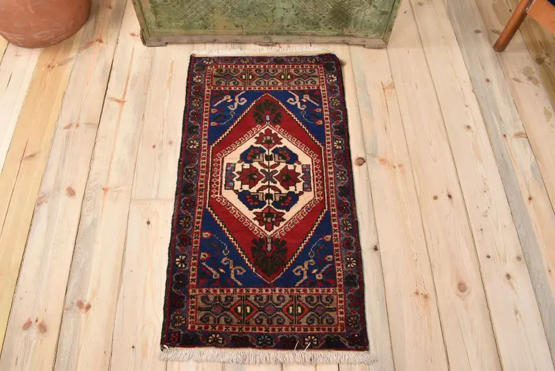 Teppich mit roten und blauen Punkten, 1,7 x 3,3 Fuß, schickes Dekor