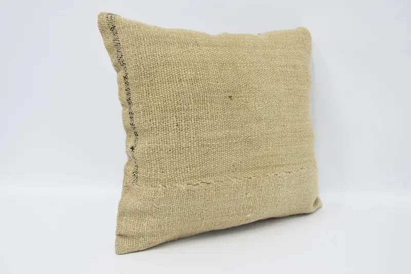 Vintage Pillow, 16x16 Beige Pillow Case, Bolster Throw Pillow, Gift Pillow, Boho Pillow Sham Cover, Outdoor Pillow Case, Cushion - 3