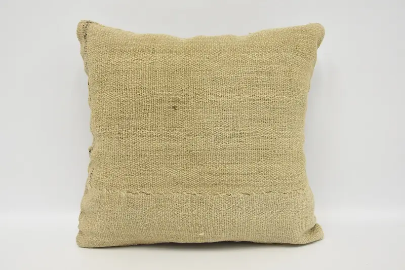 Vintage Pillow, 16x16 Beige Pillow Case, Bolster Throw Pillow, Gift Pillow, Boho Pillow Sham Cover, Outdoor Pillow Case, Cushion - 1