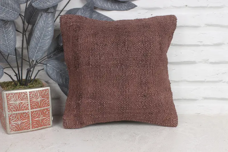 Gift Pillow, Outdoor Bolster Pillow Case, Boho Pillow Sham Cover, Pillow Case, 12x12 Brown Pillow Case, Antique Pillows, Ethnic Pillow Cover Cushion - 1