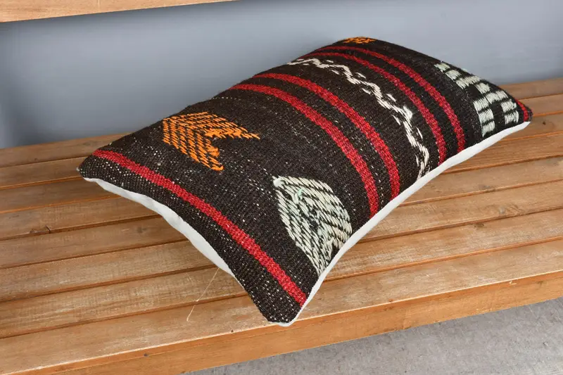 Tribal Cushion, Pillow for Couch, Kilim Pillow Cover, 16x24 Brown Pillow Sham, Pillow Cover, Bohemian Cushion Cushion Cover, Kilim Cushion Sham - 2