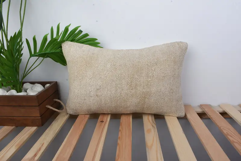 12x20 Beige Pillow Sham, Pillow for Sofa, Luxury Cushion Case, Vintage Kilim Pillow, Interior Designer Pillow, Decorative Cushion, Cushion Cover - 1