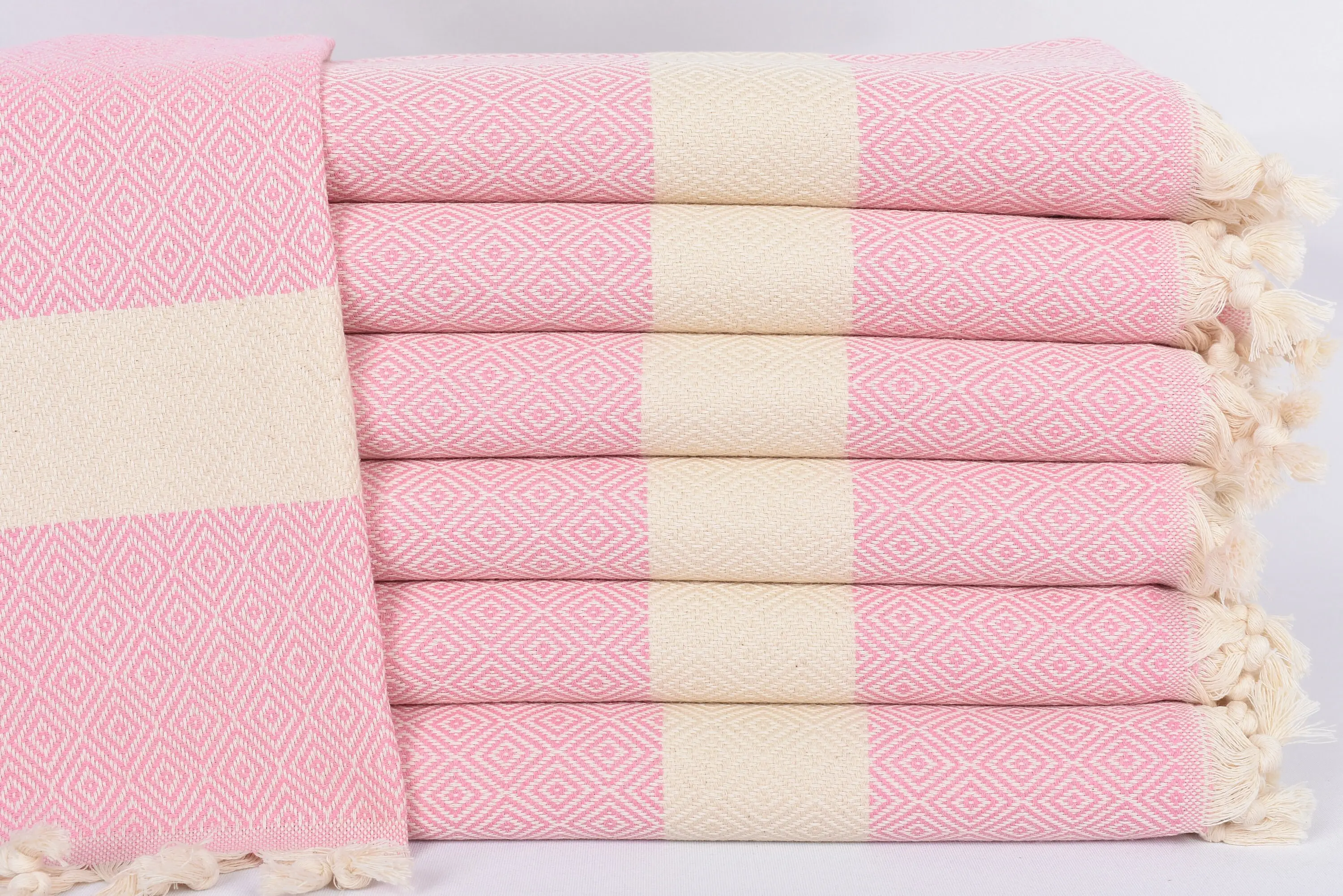 Personalized Hand Towel Pink Diamond, 36x20 Inches, Organic Cotton - 1