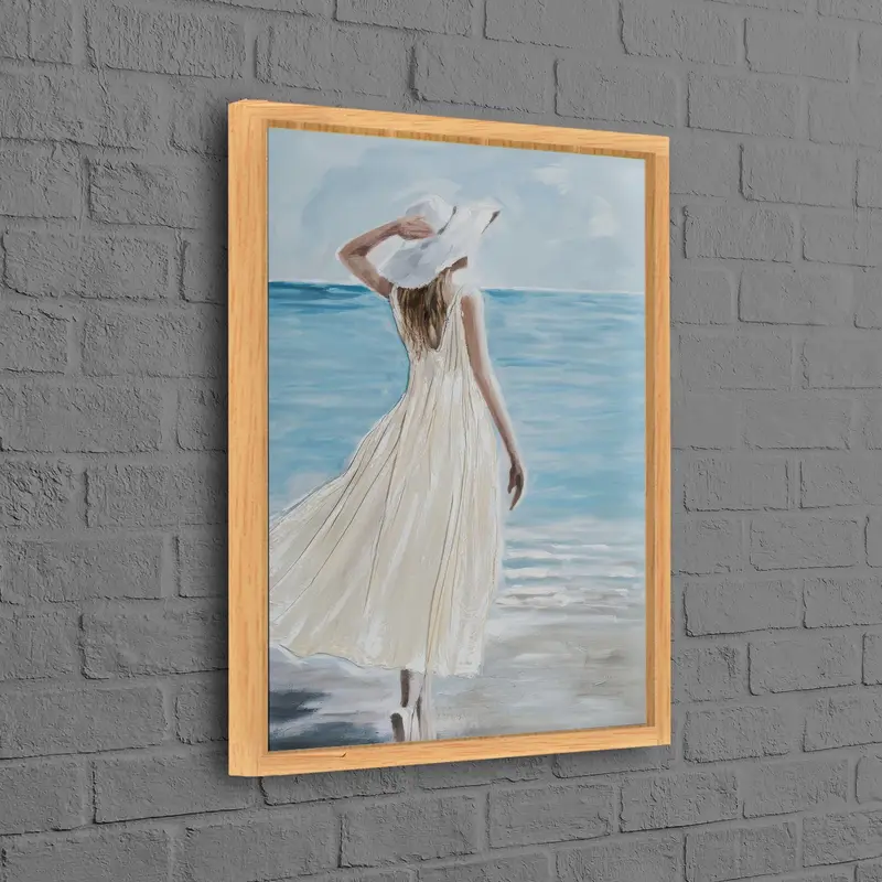 Elegante lienzo abstracto en azul y blanco para el dormitorio de una mujer