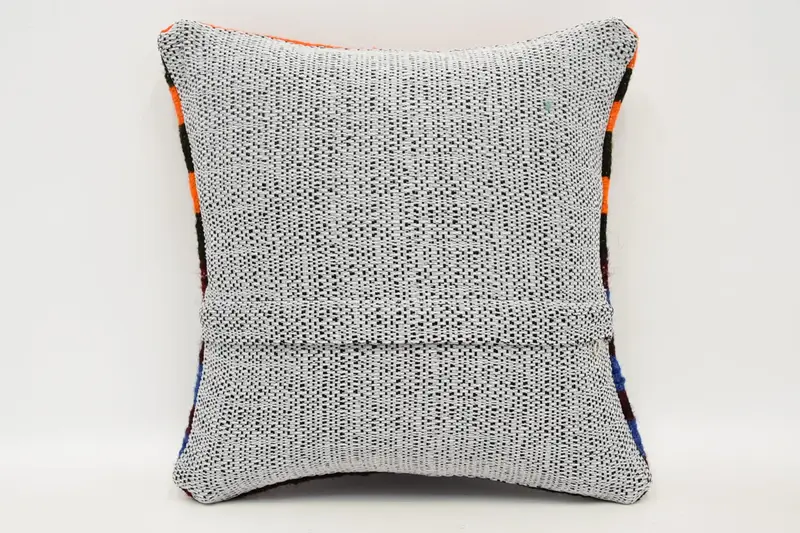 One Of A Kind Pillow Case, Pillow Case, Boho Pillow, Throw Kilim Pillow, Indoor Cushion, 12x12 Orange Cushion Cover, Pillow for Couch - 6