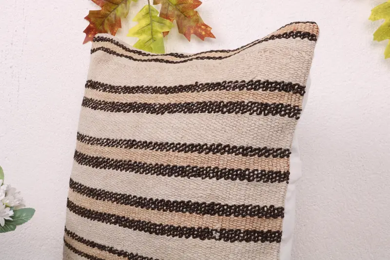 One Of A Kind Pillow Sham, Meditation Pillow, 16x16 White Pillow Case, Handmade Kilim Cushion, Cushion, Home Decor Pillow, Antique Pillows - 5