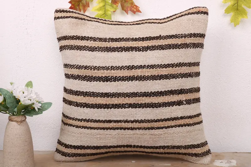 One Of A Kind Pillow Sham, Meditation Pillow, 16x16 White Pillow Case, Handmade Kilim Cushion, Cushion, Home Decor Pillow, Antique Pillows - 2
